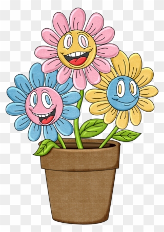 Pps Happy Flowers - Цветы В Горшках Рисунок Clipart