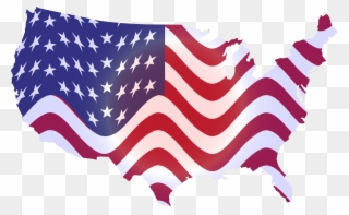 Flag Of The United States World Map - Wavy Us Flag Map Clipart