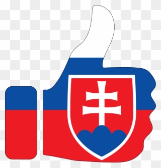 Flag Of Slovakia Thumb Signal - White Blue Red Flag With Symbol Clipart