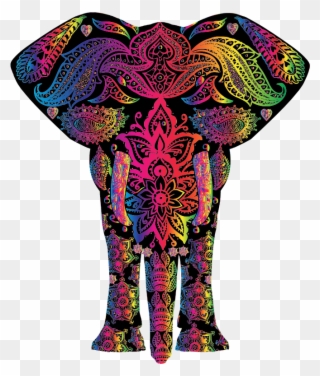 Rainbow Clipart Elephant - Colorful Elephant - Png Download