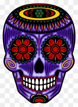 Svg Black And White Stock Art Altars Blog Purple - Day Of The Dead Colored Skulls Clipart