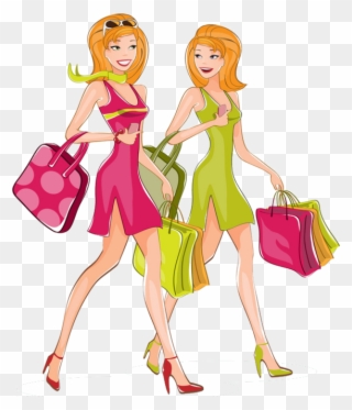 Personnages, Illustration, Individu, Personne, Gens - Girls Shopping Clipart - Png Download