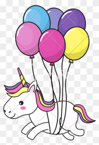 Ballon Drawing Balloon Decoration - Unicorn With Balloons Clipart - Png Download