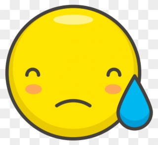 Downcast Face With Sweat Emoji - Emoji Clipart