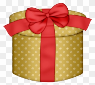 Yellow Round Gift Box With Red Bow Png Clipart - Gift Box Light Blue .png Transparent Png