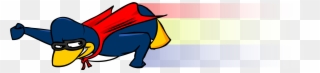 Super Penguin Leaving Flag Similar To Colombia Behind - Cartoon Clipart