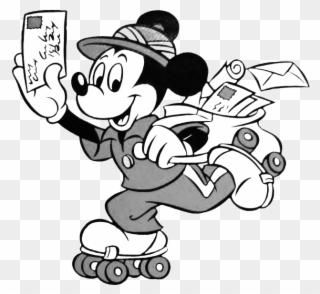 Black & White Mickey Clipart Black Mail Man Clipart - Mickey Mouse And Friends Black And White Clip Art - Png Download