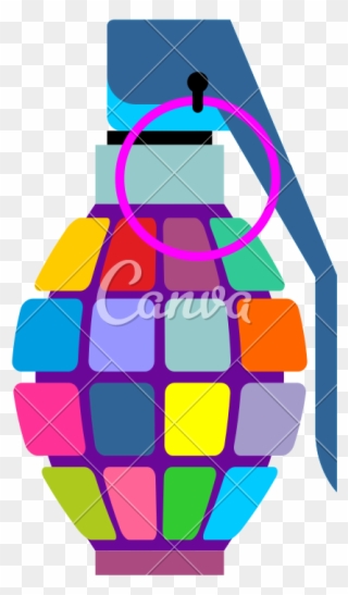 Hand Clip Colourful - Colorful Hand Grenade - Png Download