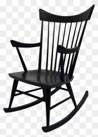 Mid Century Modern Edmond Spence Style Black - Rocking Chair Clipart
