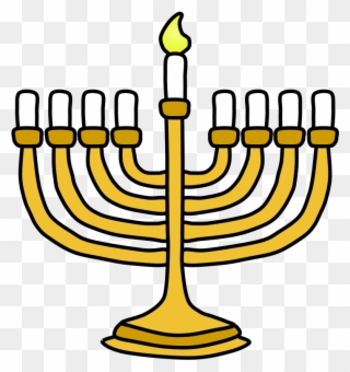 Menorah, Hanukkah, Yellow, Gold, Shamash Candle Lit, - Menorah Clipart