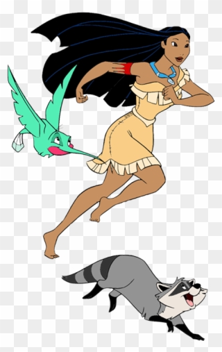 Pocahontas With Friends And Family Clip Art - Pocahontas Meeko Flit - Png Download