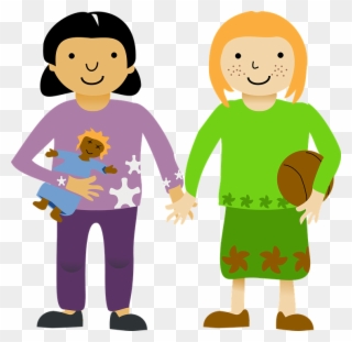 Children Girls Together - Old Generation And New Generation Clipart