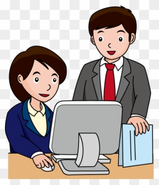 Computer At Office Clipart - Png Download