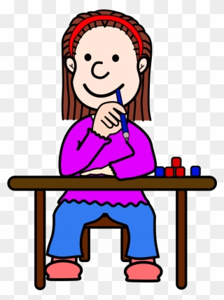 Student Thinking Thinking Student Cliparts Clip Art - Cartoon School Girl Thinking - Png Download