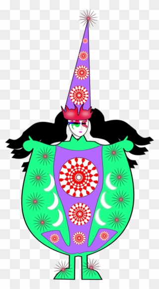 Clown Wearing Large Dress And Long Hat - Clip Art - Png Download