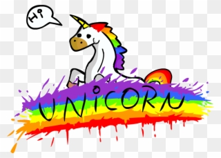 Cartoon Unicorn - Unicorn And A Rainbow Clipart