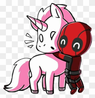 Freetoedit Cute Kawaii Unicorn Deadpool Love Hug Affect - Deadpool Hugging A Unicorn Clipart