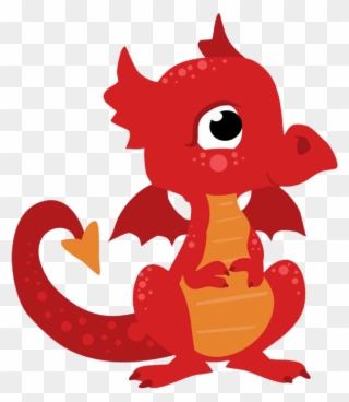 Cute Baby Dragon, Baby Dragon - Red Dragon Cartoon Png Clipart