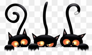 Bristling Black Cats - Clip Art Halloween - Png Download