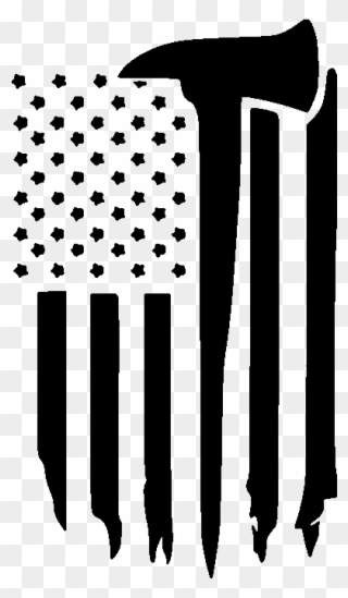 Firefighter Clipart Flag - Firefighter Flag Black And White - Png Download
