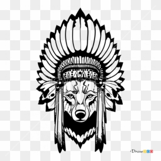 Wolf In Headdress Drawing Clipart