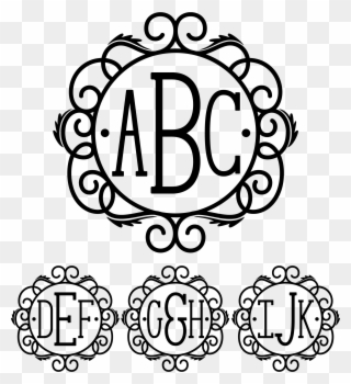 Monogram Serif Wire Frame Font - Circle Monogram With Dots Clipart