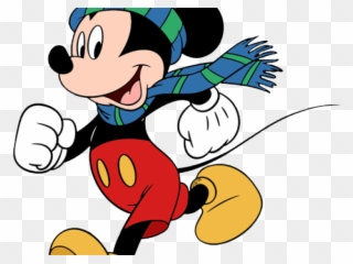 Mouse Clipart Winter - Mickey Mouse In Winter - Png Download