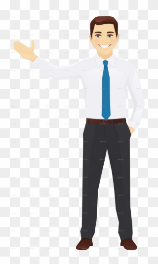 Vector Office Man Standing - Businessman Cartoon Character Png Clipart