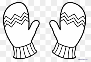 Mitten Clip Cute - Gloves Clip Art Black And White - Png Download