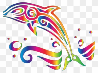Dolphines Clipart Colorful - Dolphin Tribal - Png Download