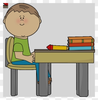 Boy Sitting At Desk Clipart - Png Download