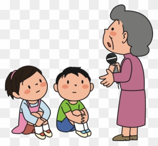 Child Japan Grandmother Conversation Person - 話 を 聞く イラスト Clipart