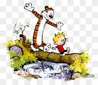 Calvin And Hobbes Clipart Transparent - Calvin And Hobbes Crossing Stream - Png Download