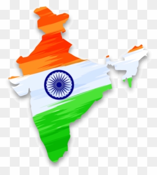 India Map Transparent Png - India Map With National Flag Clipart