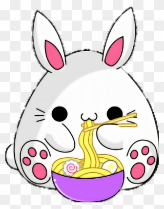 More Like Oi By - Kawaii Bunny Eating Noodles Clipart
