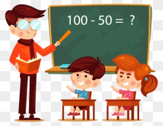 A Teacher And A Student Clipart - Students In Classroom Cartoon Png Transparent Png