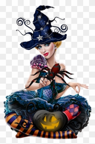 Tube Sorcière Femme Illustration 3d Personnage Halloween - Transparent Halloween Femme Png Clipart