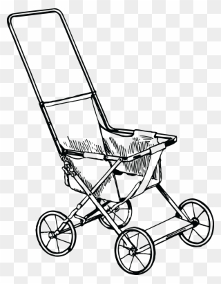 Free Clipart Of A Baby Stroller - Pram Clipart Black And White - Png Download