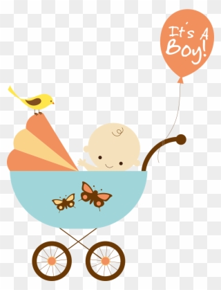 Orange Clipart Baby Carriage - Baby Shower Images Png Transparent Png