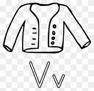V Is For Vest Gilets Drawing Coloring Book - Front Button Jacket Giver Clipart