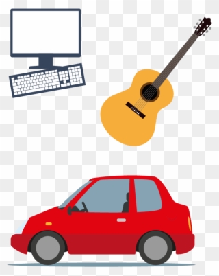 Computer, Guitar, Red Car - Car Clipart