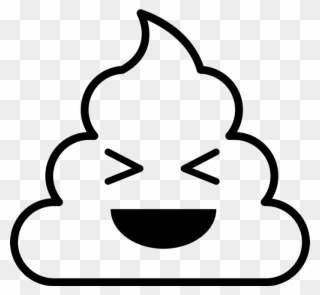 Smiling With Eyes Closed Poop Emoji Rubber Stamp - Poop Emoji Black And White Clipart