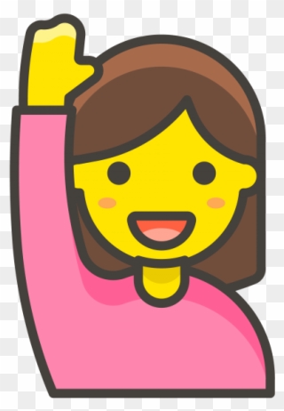 Woman Raising Hand Emoji - Hand Raising Emoji Clipart