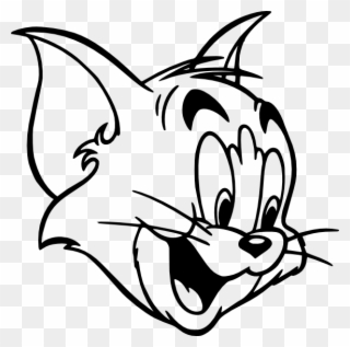 Tom Drawing Line - Tom And Jerry Sticker Black And White Clipart
