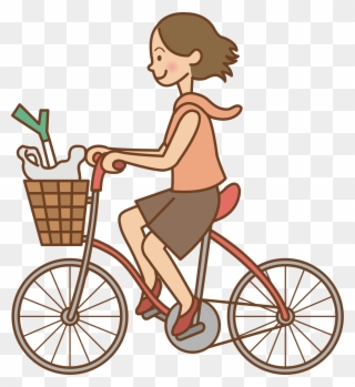 Clipart Transparent Library Woman Bicycle Big Image - Riding A Bike Clipart - Png Download