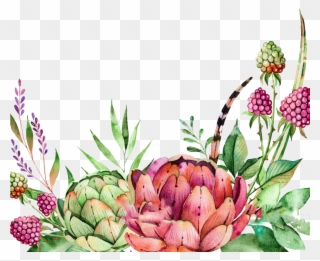 Free Watercolor Crane Pattern Png - Colorful Succulents Watercolor Border Clipart