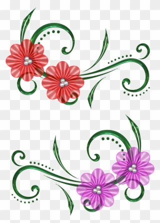 Floral Clipart Scrollwork - Flower Scrapbook Design Drawing - Png Download