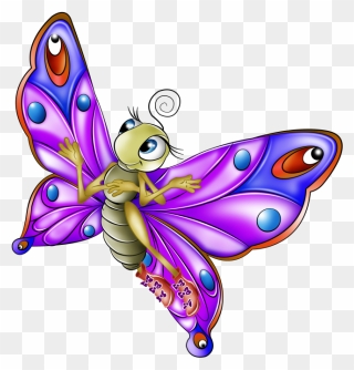 Very Colourful Butterfly Cartoon Images - Cartoon Butterfly Png Clipart