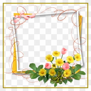 Banner Free Sunflower Corner Border Clipart - 3d Flower Border Design - Png Download