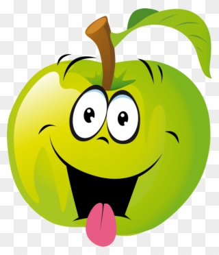 Apfel Mit Smiley - Green Apple Cartoon Png Clipart
